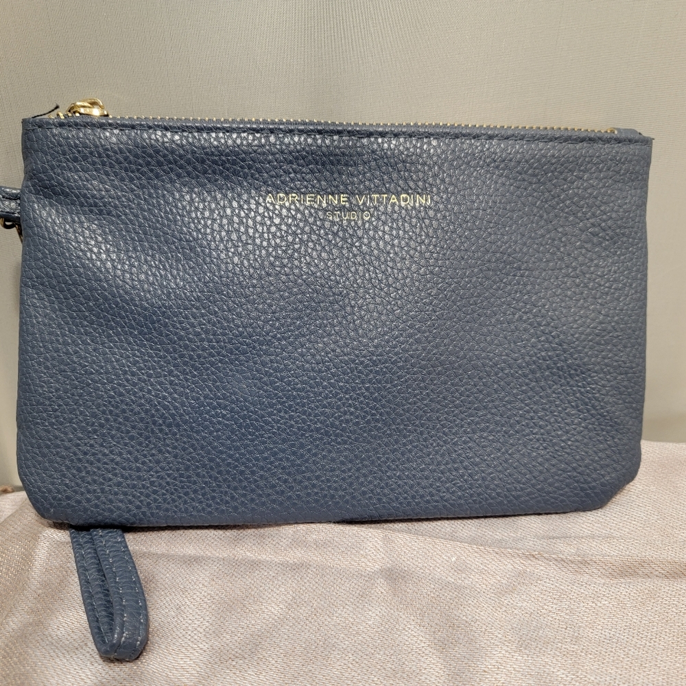 Adrienne Vittadini Studio Classic Blue/Black Leather Wristlet